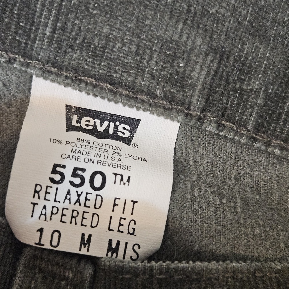 VTG Levis Jeans 30x30 Y2K Grey Faded 10 M Mis Corduroy 550 Relaxed Tapered - Picture 7 of 11